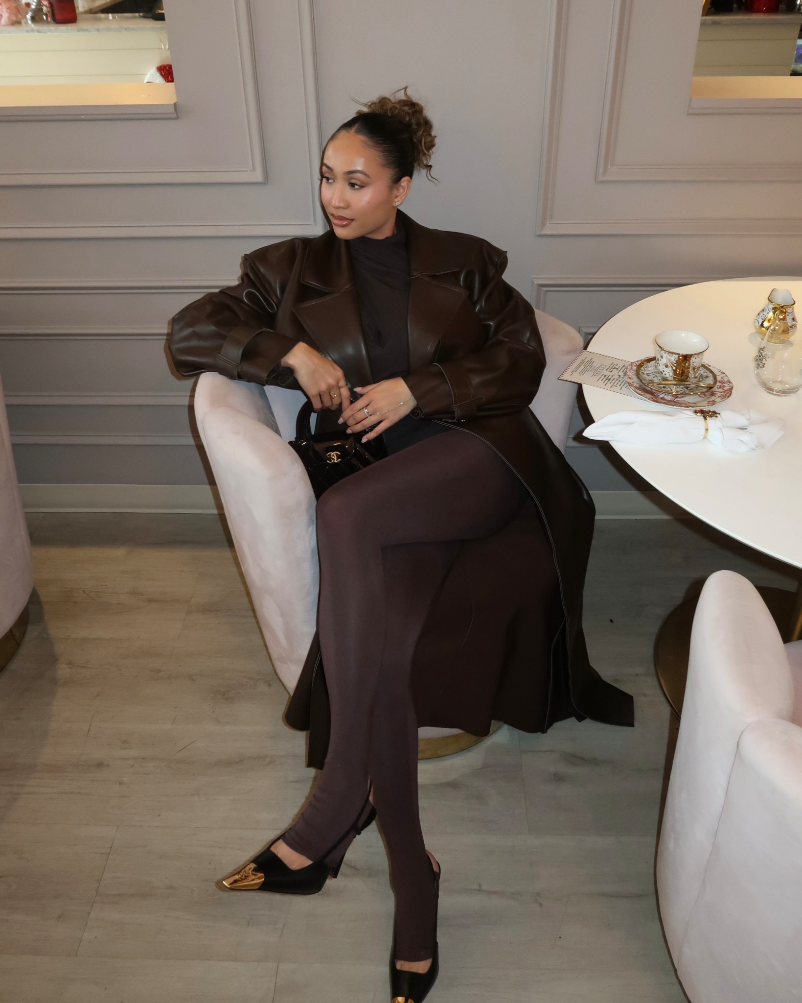 jacket: naked wardrobe (xs - i sized down) top/dress: entire studios (xs - i sized down) tights: norma kamali (xs - i sized down) heels: ysl (tts) bag: chanel

#LTKgrwm #LTKU #LTKootd