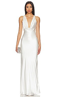 Michael Lo Sordo Drape Front Maxi Dress in White from Revolve.com | Revolve Clothing (Global)