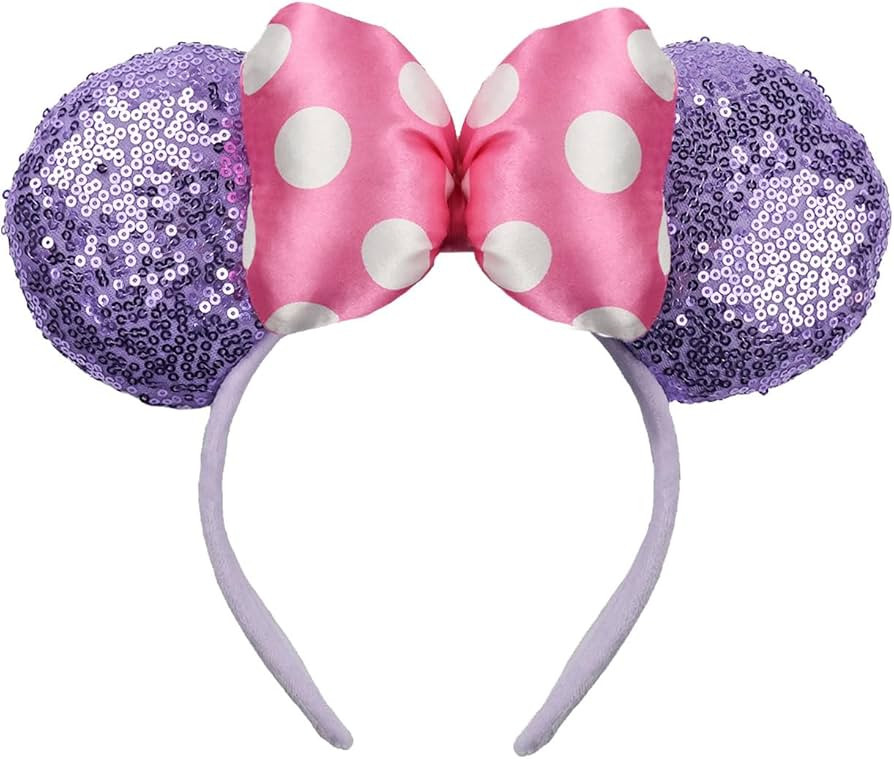 JIAHANG 3D Sequin Mouse Ear Headband with Satin Bow, Hair Bow Velvet Headband, Fashion Headwear f... | Amazon (US)