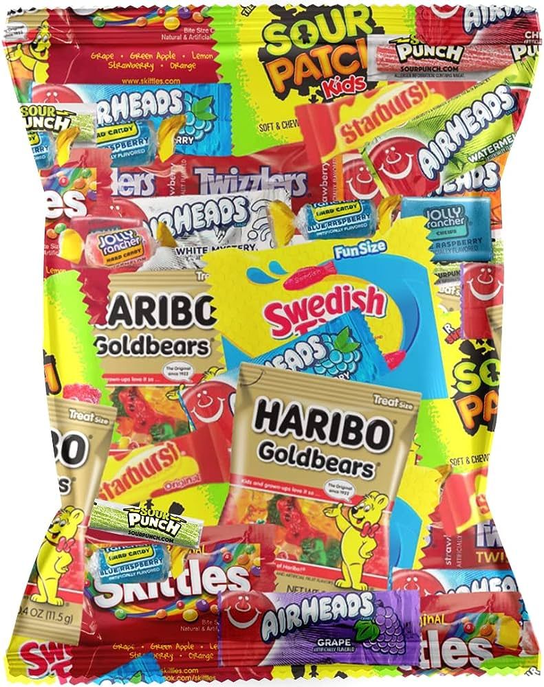 Assorted Bulk Candy Mix -Skittles, Air Heads, Swedish Fish, Sour Patch Kids, Hariibo, Starburst &... | Amazon (US)