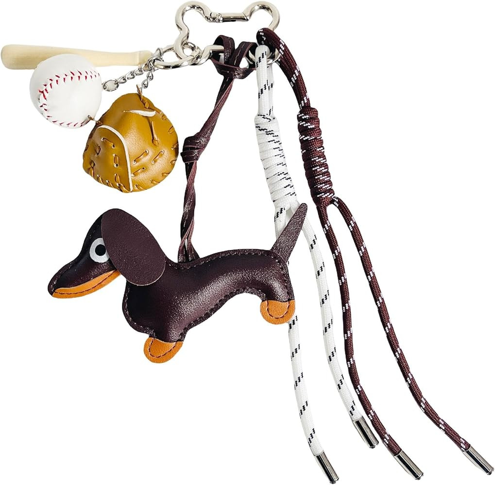 QTMY Cute Leather Puppy Braided Keychain Bag Charms for Handbag Purse Backpack Accessories Bogg B... | Amazon (US)