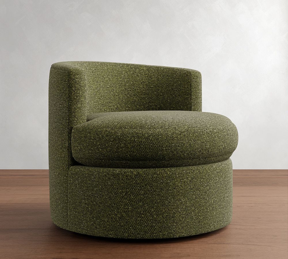 Balboa Upholstered Petite Swivel Glider, Polyester Wrapped Cushions, Performance Micro Boucle Evergreen | Pottery Barn (US)