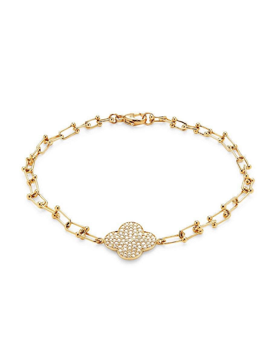 Saks Fifth Avenue Women's 14K Yellow Gold & 0.50 TCW Diamond Clover Bracelet | Saks Fifth Avenue OFF 5TH