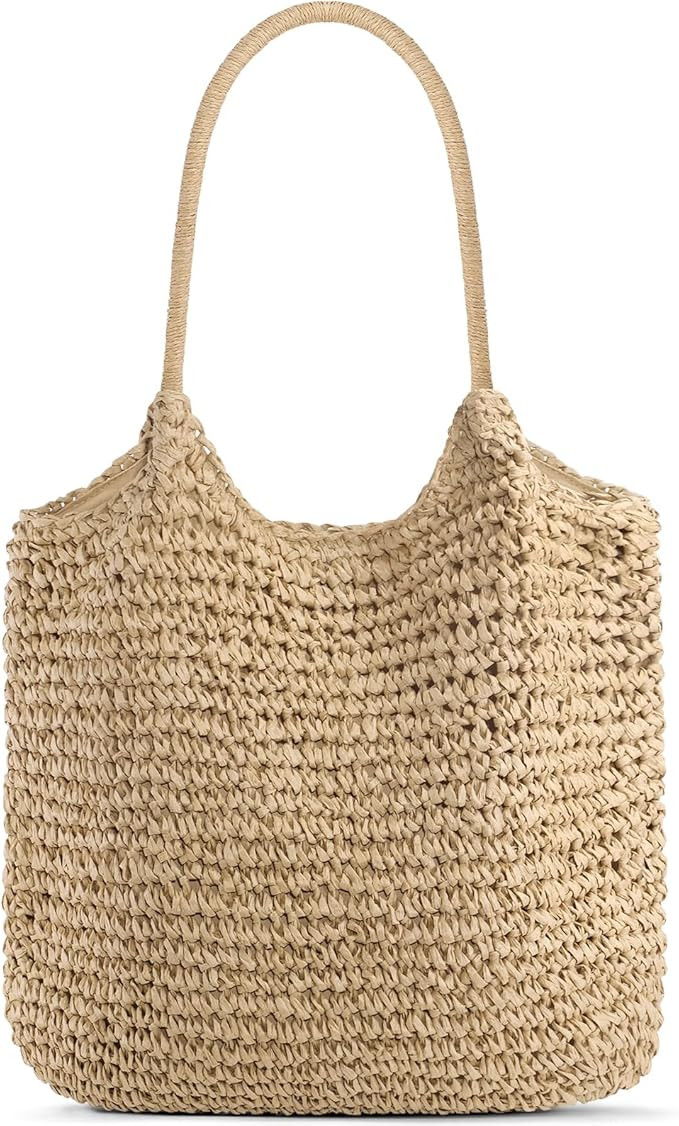 Straw Purses for Women 2025, Large Beach Bag Summer Beach Tote Hand Woven Purse Shoulder Handbags... | Amazon (US)