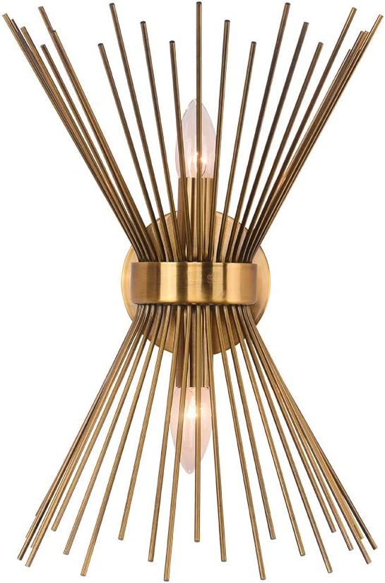 EDISLIVE 2-Light Vanity Light Mid-Century Modern Starburst Wall Sconce Lamp Sunburst Sconce Gold ... | Amazon (US)