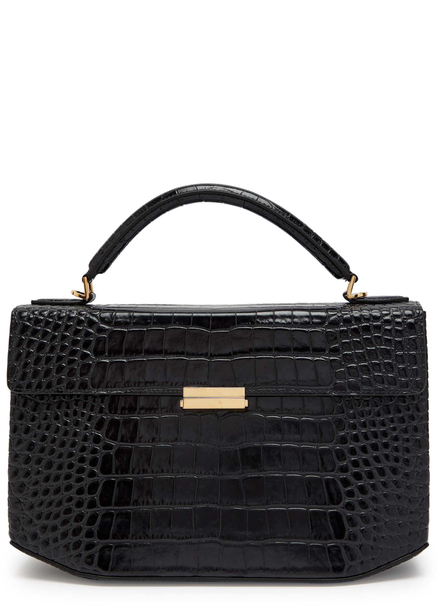 Crocodile-effect leather top handle bag | Harvey Nichols