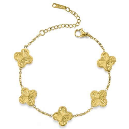 LaBling 18K Gold Plated Lucky Clover Bracelet for Women | Designer Gold Clover Bracelets | Lovely Gift | Amazon (US)