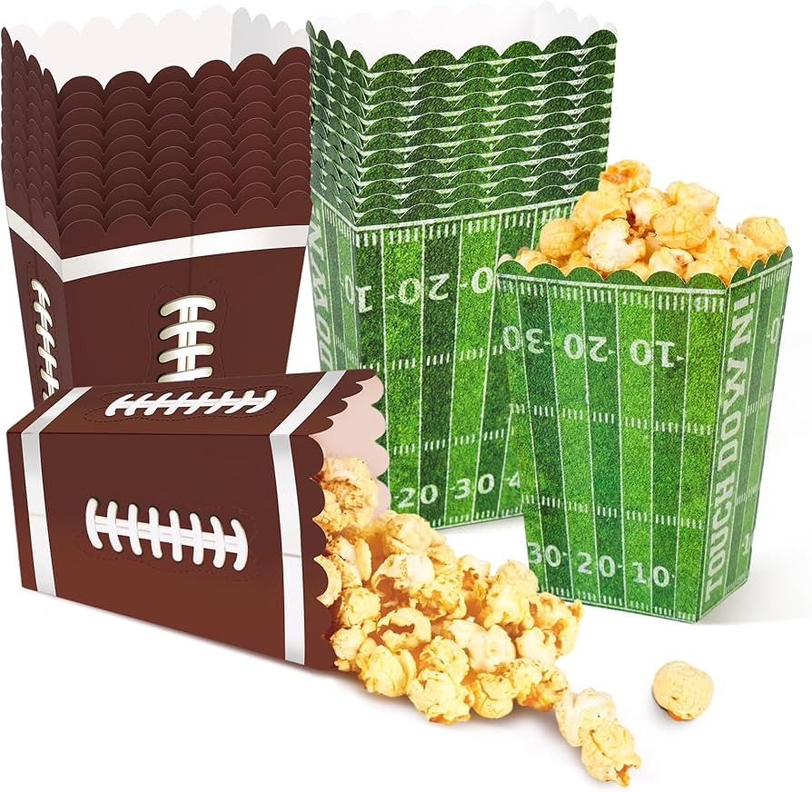 24 PCS Football Party Supplies Kit, Football Popcorn Boxes, Football Popcorn Buckets, Disposable ... | Amazon (US)