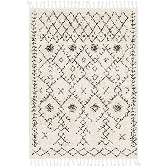 Surya Berber Shag-5' 3" x 7' 3" Area Rug 5' 3" x 7' 3", 5'3" x 7'3", Cream | Amazon (US)
