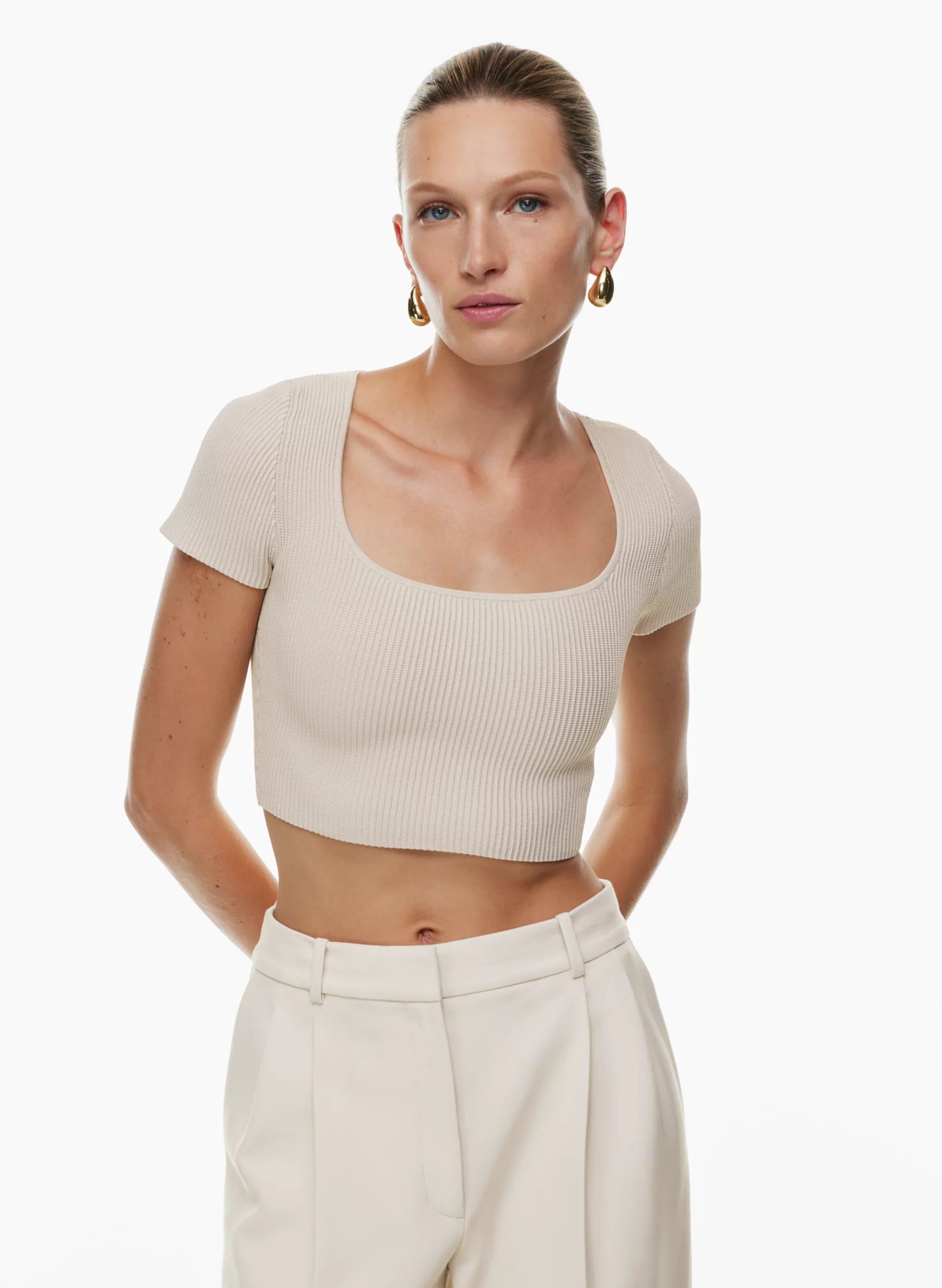 SCULPT KNIT SQUARENECK TOP | Aritzia