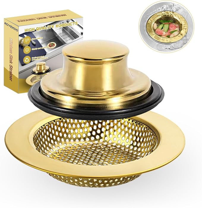 RQYEKDO Kitchen Sink Strainers Sink Stopper Kits, Stainless Steel Sink Drain Strainer Set, Large ... | Amazon (US)