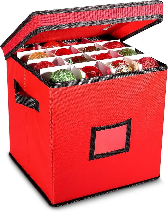 Christmas Ornament Storage Box - 12 x 12 Inch, 4-Layer Ornament Storage Container Fits Up To 64 C... | Amazon (US)