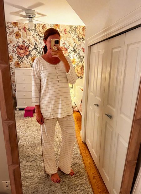 Lake Pjs are some of my favorite for postpartum and nursing. Their maternity style has easy snaps for nursing!