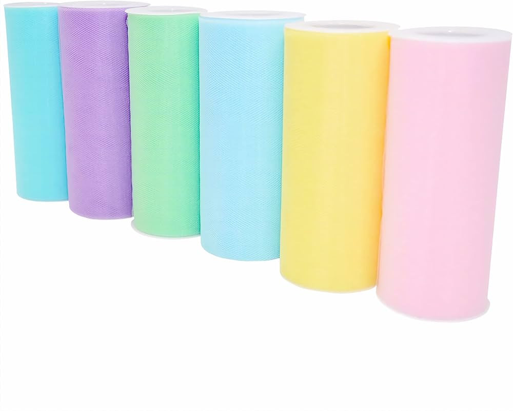 Morex Ribbon 1366P6-950 Pastel Tulle 6" X 150 YD Nylon Tulle for Rainbow Tutu Skirt, Assorted (6-... | Amazon (US)