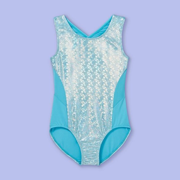 Girls' Shimmer Foil Gymnastics Leotard - More Than Magic™ Turquoise | Target