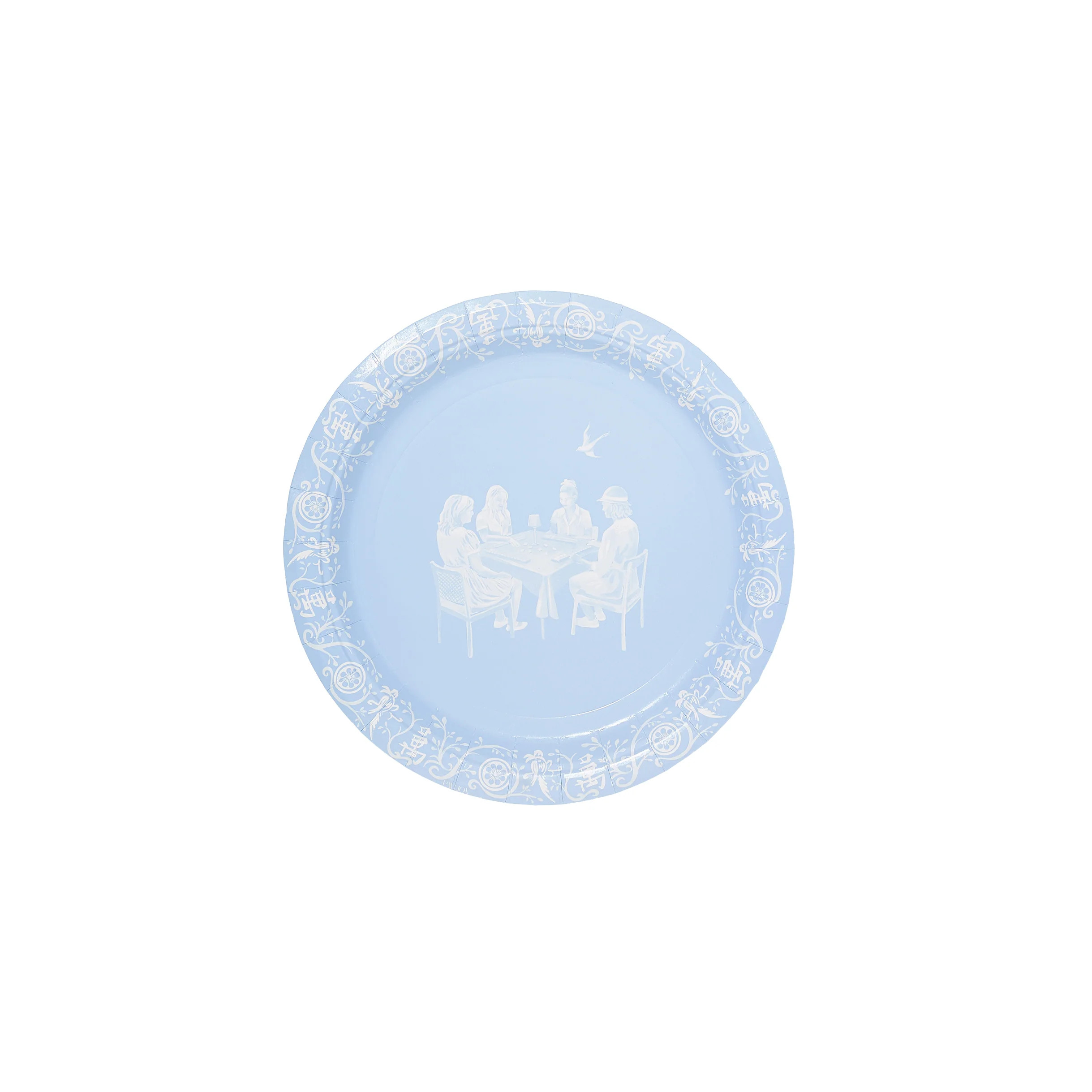 Mini Emily Hall's OK Let's Mahj Ice Blue Jasperware Dessert Paper Plate - 50 pack | Pavilion Paper