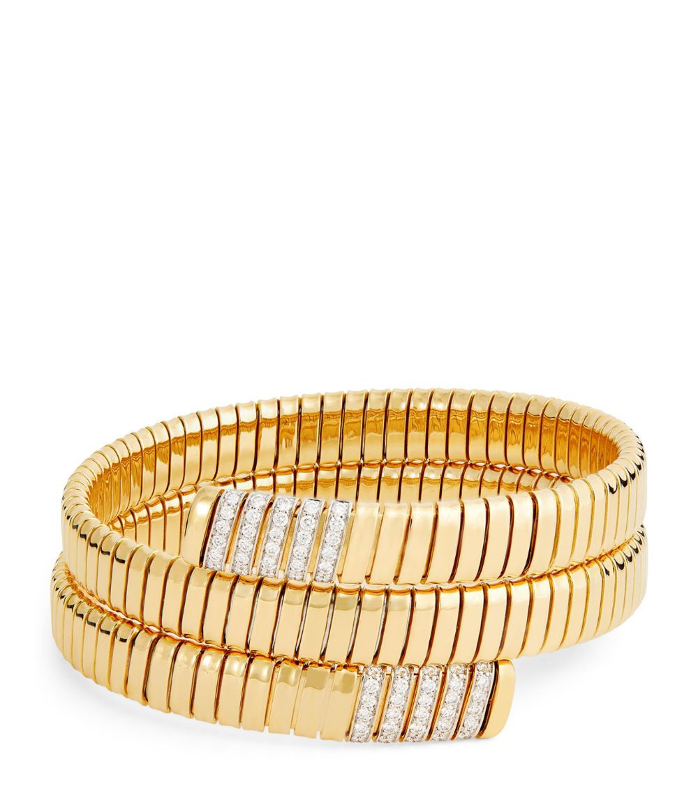 Yellow Gold and Diamond Tubogas Bracelet | Harrods
