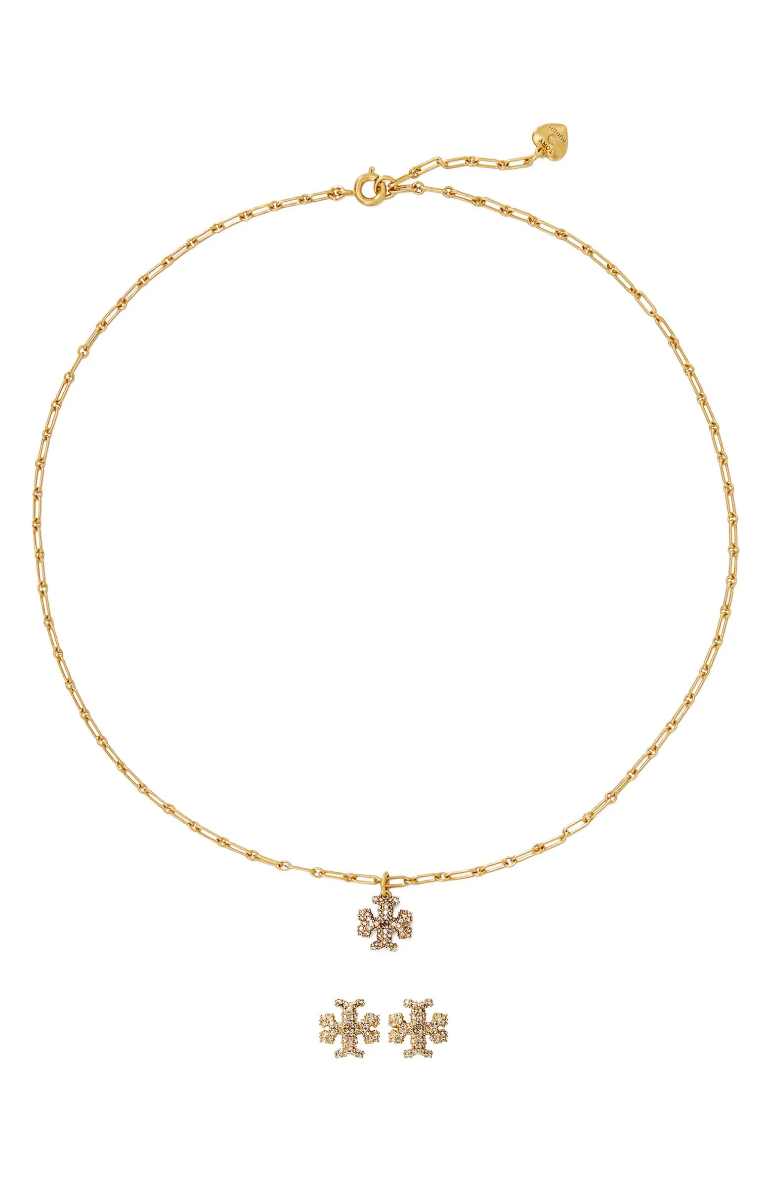 Tory Burch Roxanne Pendant Necklace and Stud Earrings Set | Nordstrom | Nordstrom