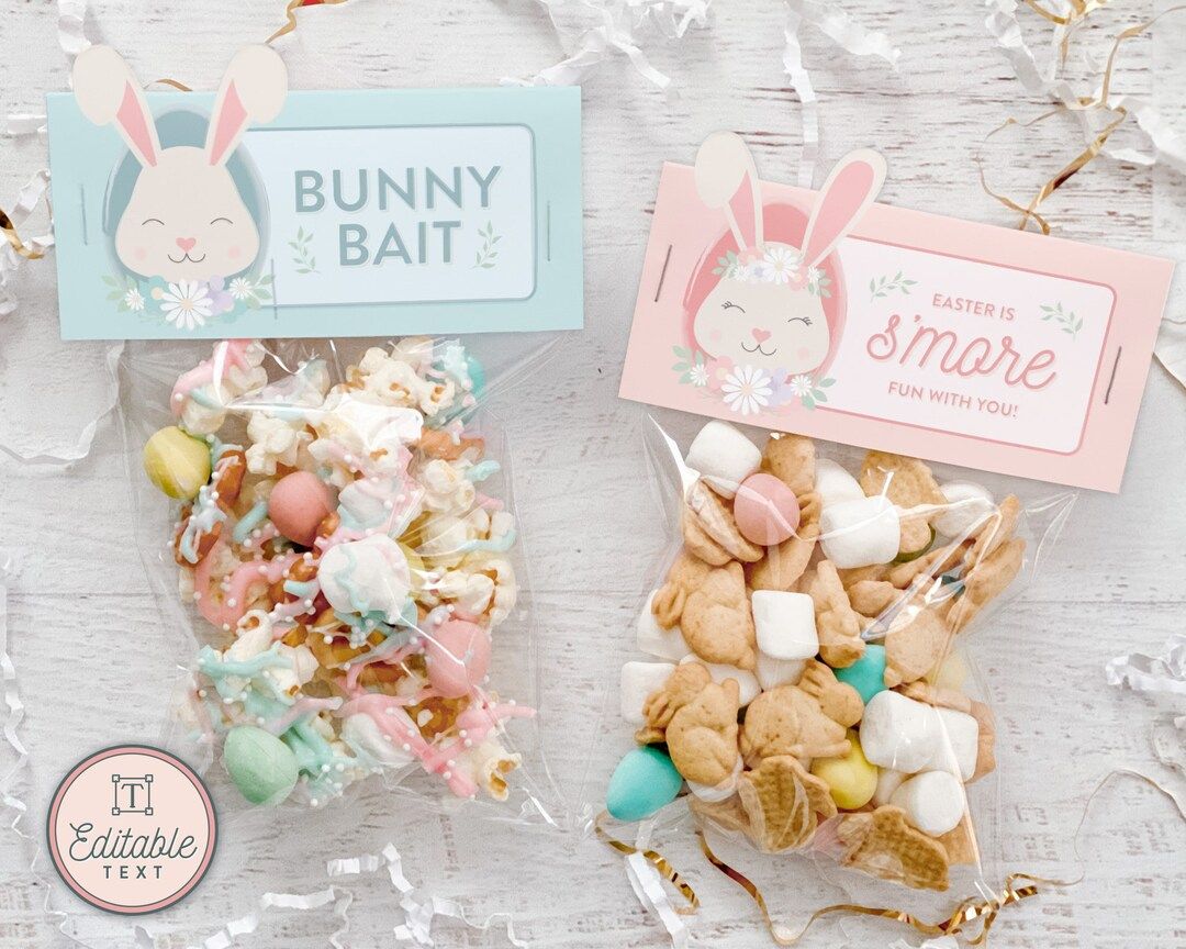 Editable Easter Treat Bag Toppers || Bunny Bait Printable Tags || Easter S'mores Bag Topper || Bu... | Etsy (US)