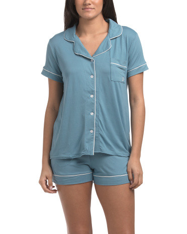 2pc Notch Collar Shorts Pajama Set | TJ Maxx
