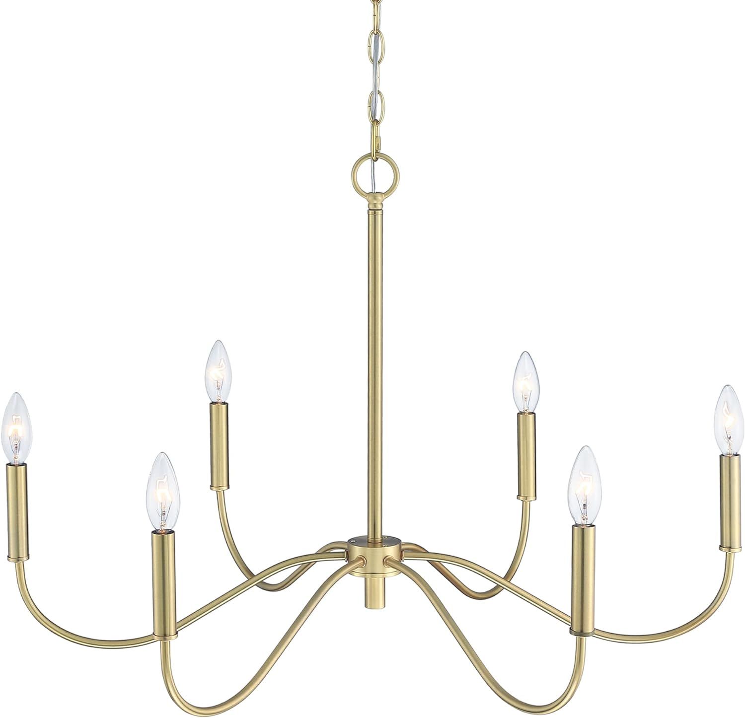 BUNKOS 6-Light Gold Chandelier, Modern Gold Pendant Light, Adjustable Height Farmhouse Chandelier... | Amazon (US)