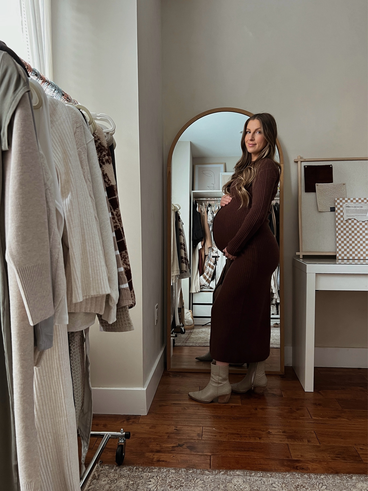 My favorite bump friendly dress for fall, winter, and the holiday season. I’m wearing a size small. It’s super comfy and made from merino wool. It comes in 4 colors. The buttons are fake so you don’t have to worry about them busting open! 

#LTKBump #LTKStyleTip