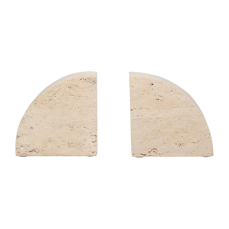 Sagebrook Home Elegant Travertine Stone Half Dome Bookends, Set of 2, Tan - Enrich Your Reading S... | Walmart (US)