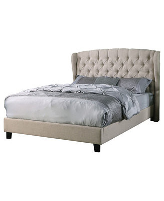 Best Master Furniture Frances Upholstered Linen Blend Platform Bed, California King - Macy's | Macy's