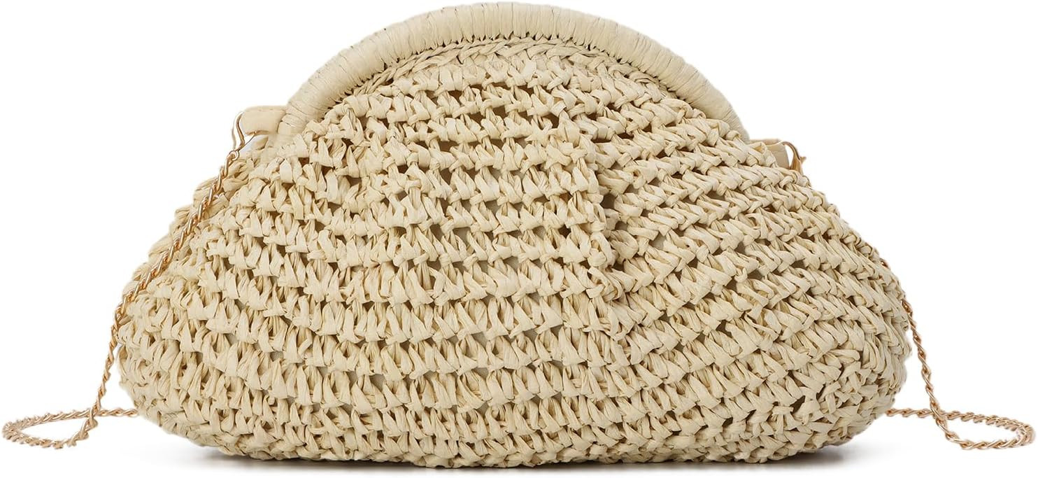 KUANG! Clutch Handbag for Women Woven Straw Dumpling Bag Summer Beach Clutch Crossbody Purses | Amazon (US)
