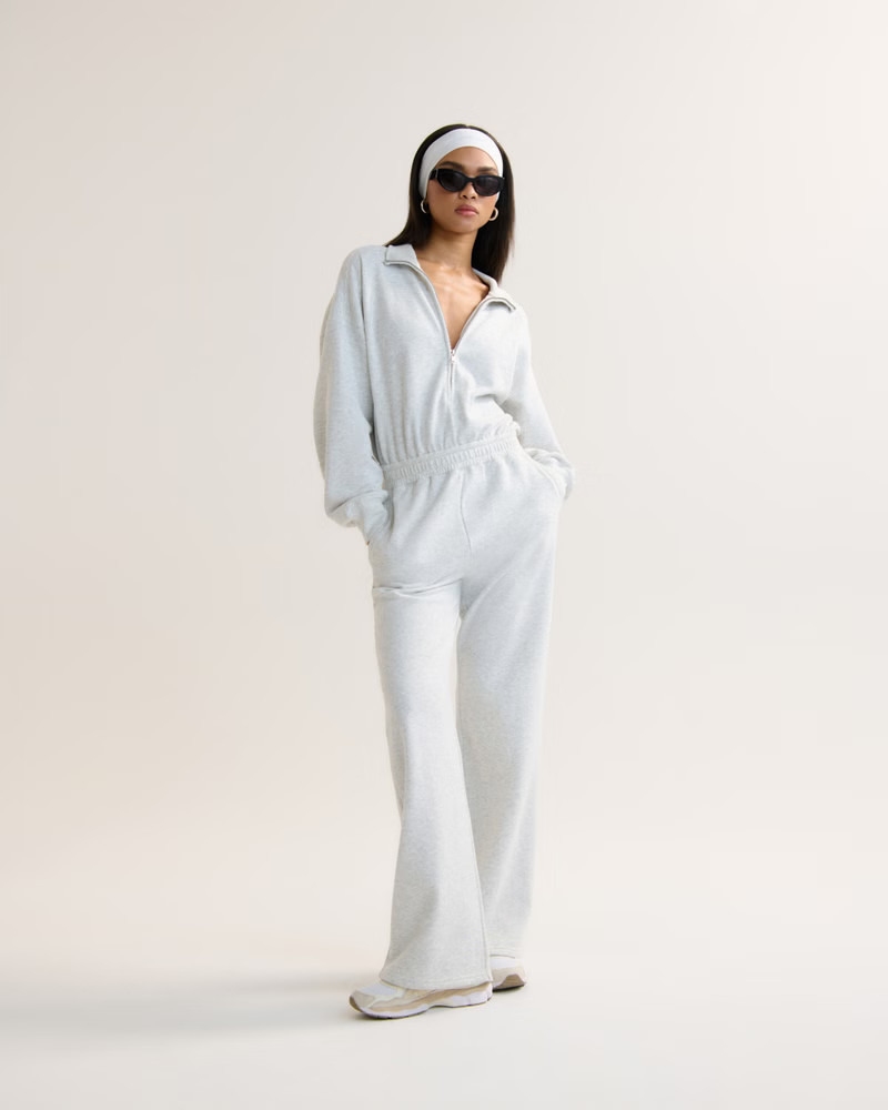Women's Long-Sleeve Half-Zip Fleece Jumpsuit | Women's Dresses & Jumpsuits | Abercrombie.com | Abercrombie & Fitch (US)