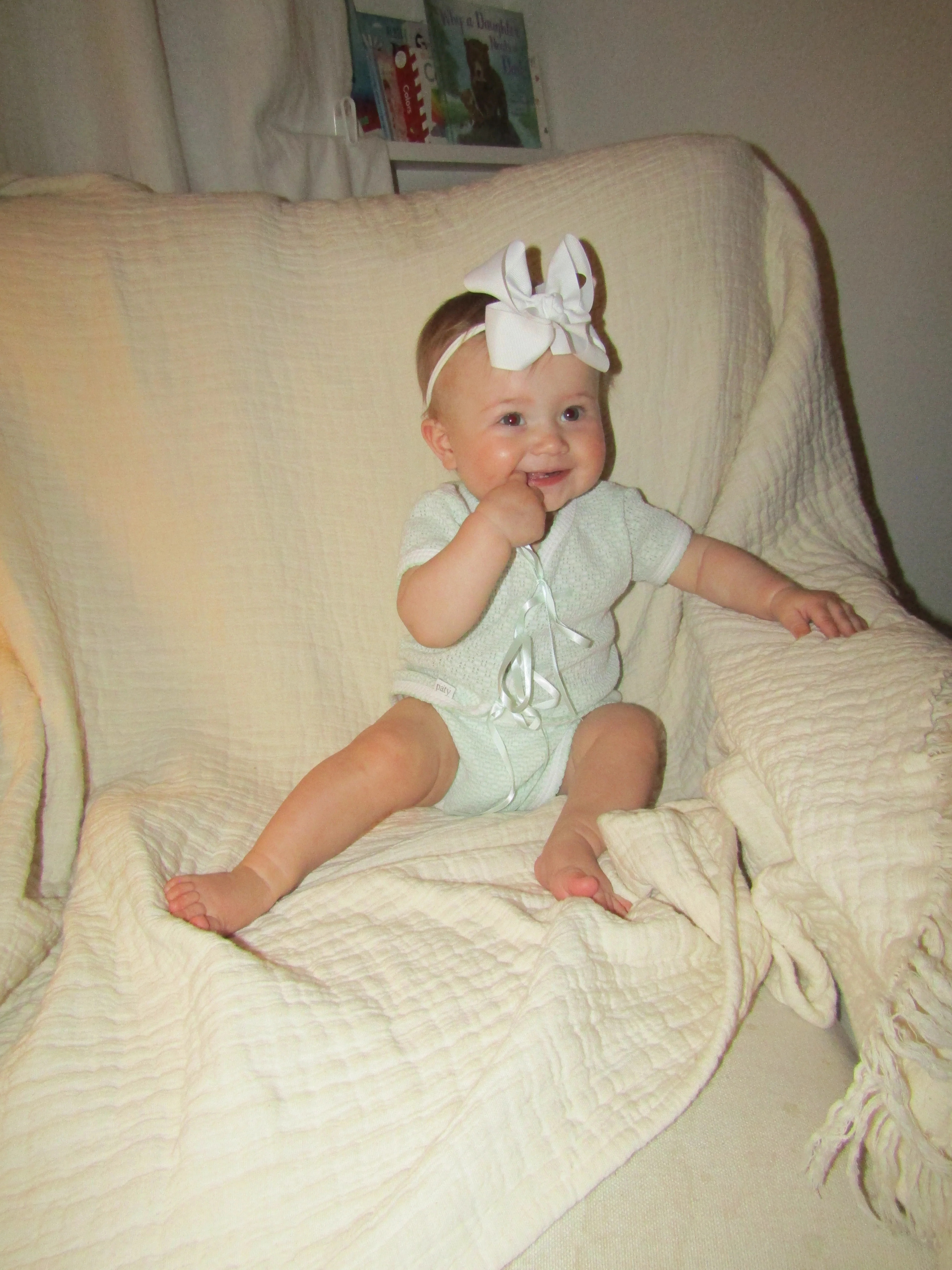 Paty Knit Ribbon Tie Onesie-Mint | These Three