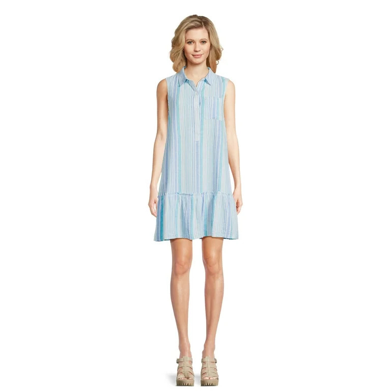 Time and Tru Women's and Women's Plus Sleeveless Shirt Dress, Sizes XS-4X | Walmart (US)