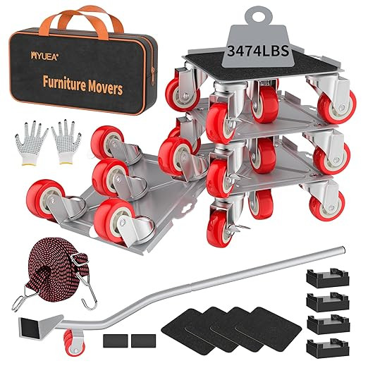 MYUEA【Upgrade Large】 Furniture Dolly,Furniture Movers with 5 Wheels,Carbon Steel Panel Heavy ... | Amazon (US)