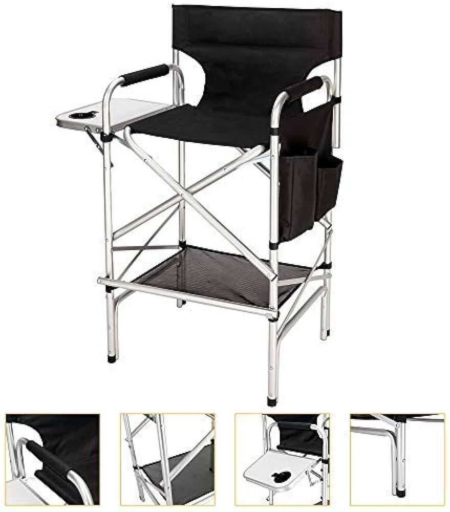 mefeir 31" Tall Folding Directors Chair with Side Table Storage Bag,Portable Makeup Artist Bar He... | Amazon (US)