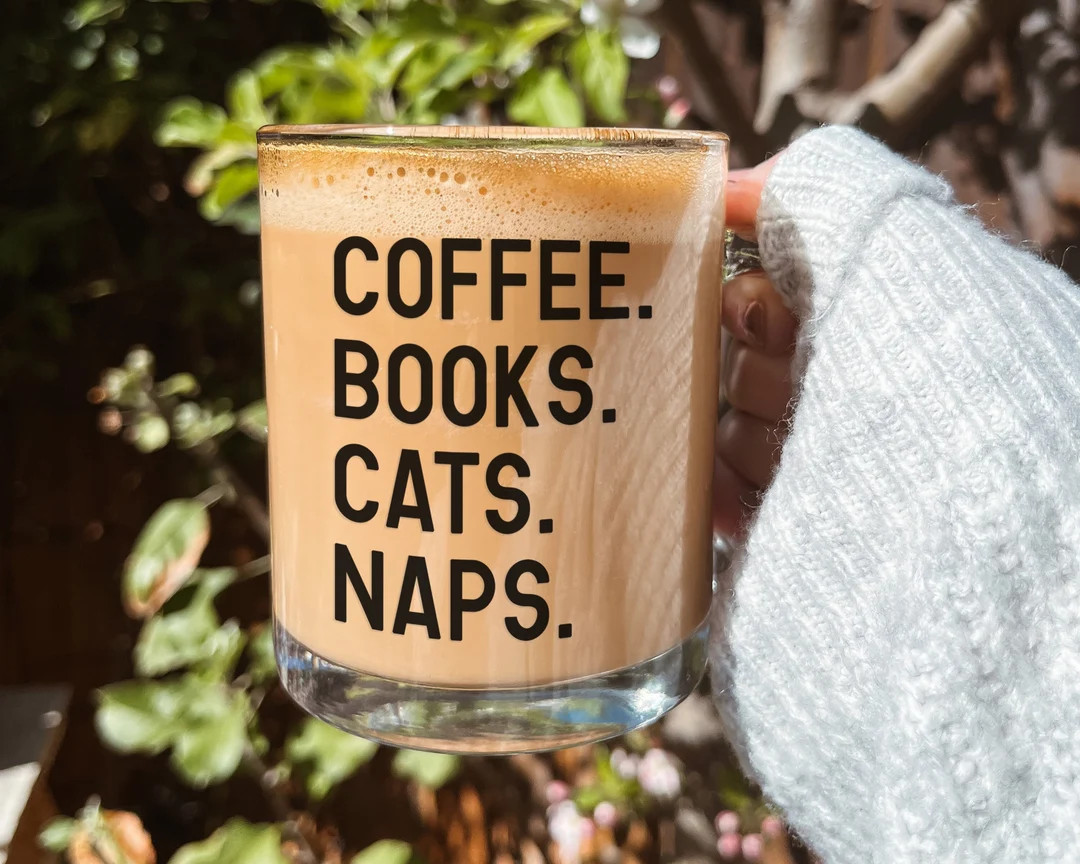 Coffee Books Cats Naps Mug, Bookish Mug for Cat Lover, Book Coffee Cup, Book Lover Gift for Reade... | Etsy (US)