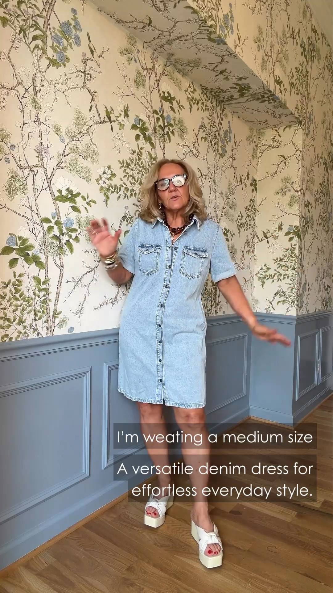 This light-wash denim shirt dress is an easy one-and-done outfit with a relaxed, flattering fit. The button-front style and casual platform sandals make it perfect for warm-weather days, lunch, or weekends.

💡 LTK MADE EASY
❤️ Heart = Support my posts!
🔖 Save = Get sale & restock alerts
📋 Lists = Keep favorites organized
📲 Share = Send lists and products to a friend. Hello, Christmas List!
💬 Comment = Ask me anything about what I'm wearing.:-)

#LTKdayinmylife #LTKgrwm #LTKootd