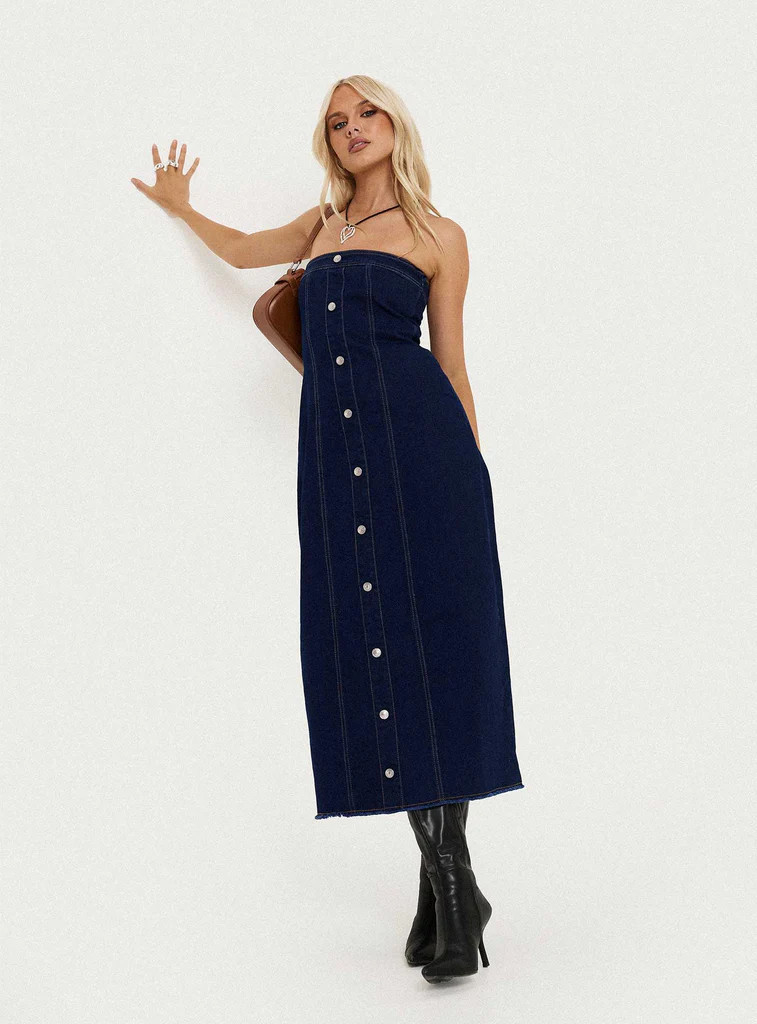 Stoltz Denim Midi Dress Blue | Princess Polly AU