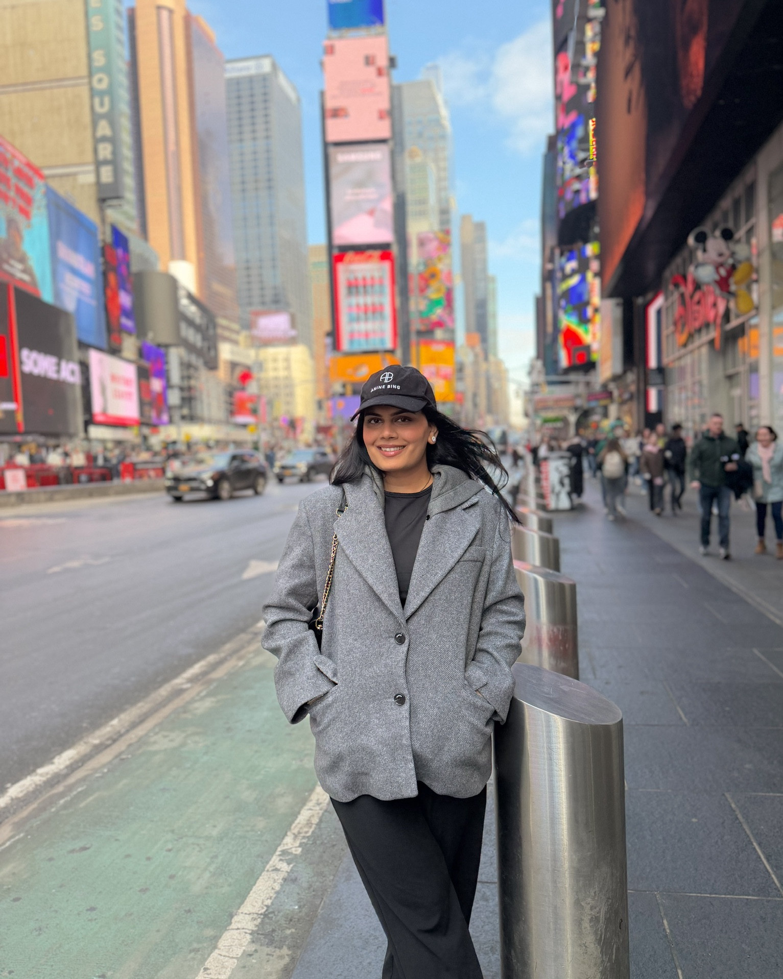 Sharing one of my outfits from our weekend trip to NYC! It was very chilly so I needed all the layers. I am wearing a Sandro jacket (linked similar option too!) with some trousers and a black long sleeve top. Finished off the outfit with my fave Anine Bing cap and Tory Burch handbag! 

#LTKootd #LTKTravel #LTKgrwm