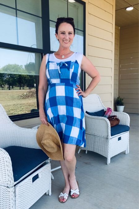 4th of July outfit: blue-and-white plaid sun dress. The perfect summer dress for busty rectangle or inverted triangle body types. July 4th dress.

#LTKSeasonal #LTKstyletip #LTKunder50