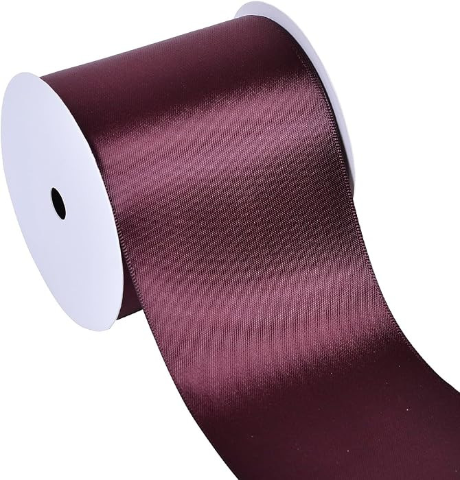 YAMA Burgundy Double Faced Satin Ribbon, 3 Inch 10 Yards, Great for Crafts Bows Flower Bouquet We... | Amazon (US)