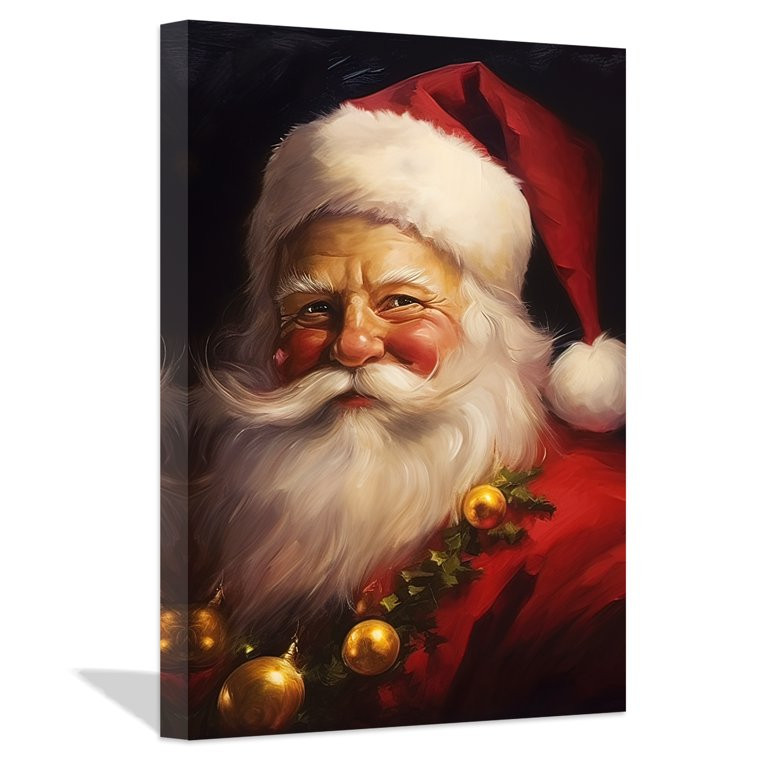 ZHONGYUTONG Christmas Canvas Wall Art Santa Claus Portrait Picture Prints New Year Poster (12"x18... | Walmart (US)