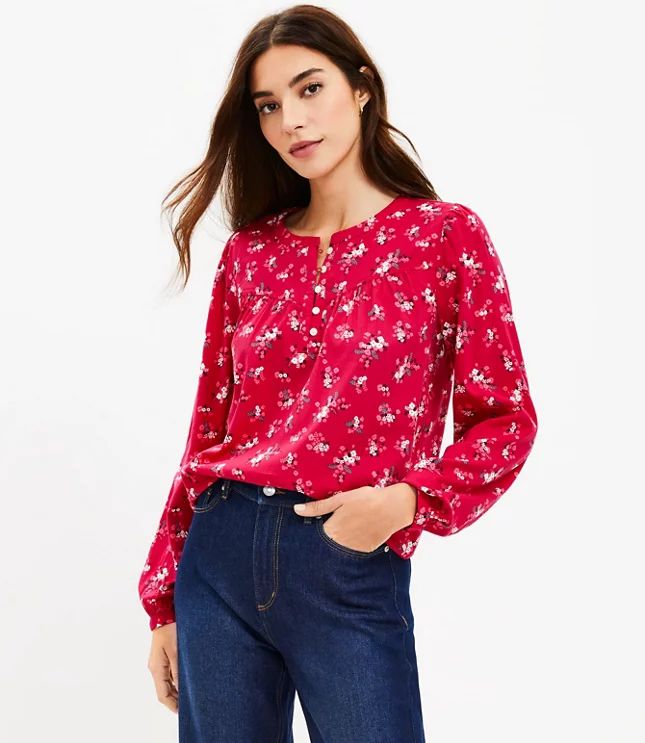 Floral Henley Blouse | LOFT