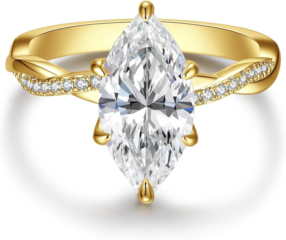 AVECON 3.5CT Marquise Cut Engagement Ring for Women, Infinity Twisted Promise Wedding Cubic Zirco... | Amazon (US)