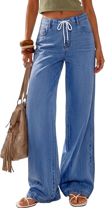 Casual High Waisted, Baggy Straight Fit, Long Denim Pants With Pockets, Work Office Daily Street,... | Amazon (US)