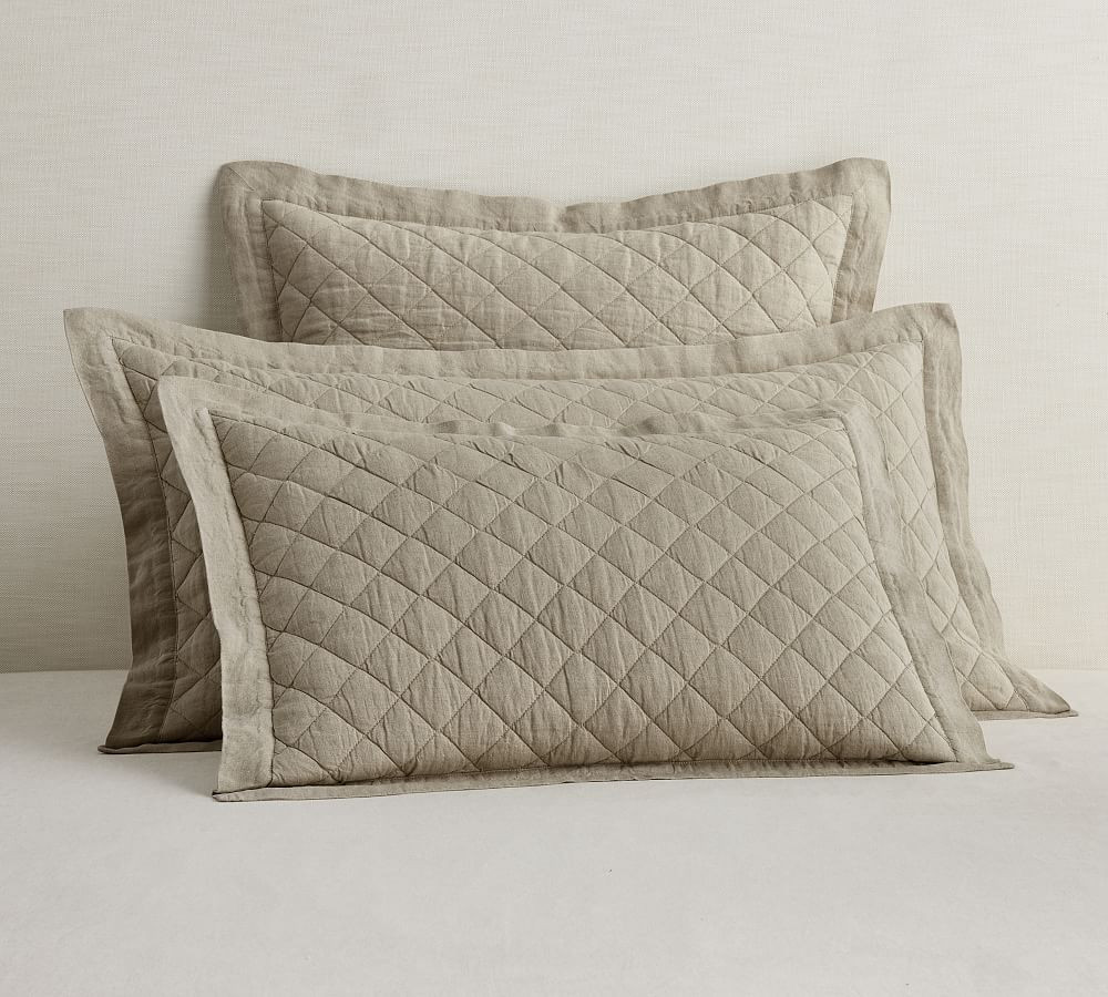Belgian Flax Linen Diamond Quilt & Shams | Pottery Barn (US)