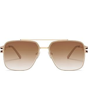 SOJOS Retro Square Metal Frame Sunglasses for Women Men, Vintage Double Bridge Flat Lens Unisex S... | Amazon (US)