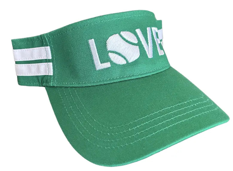 Striped Cotton Canvas LOVE Visor - Green with White LOVE | Runway Athletics