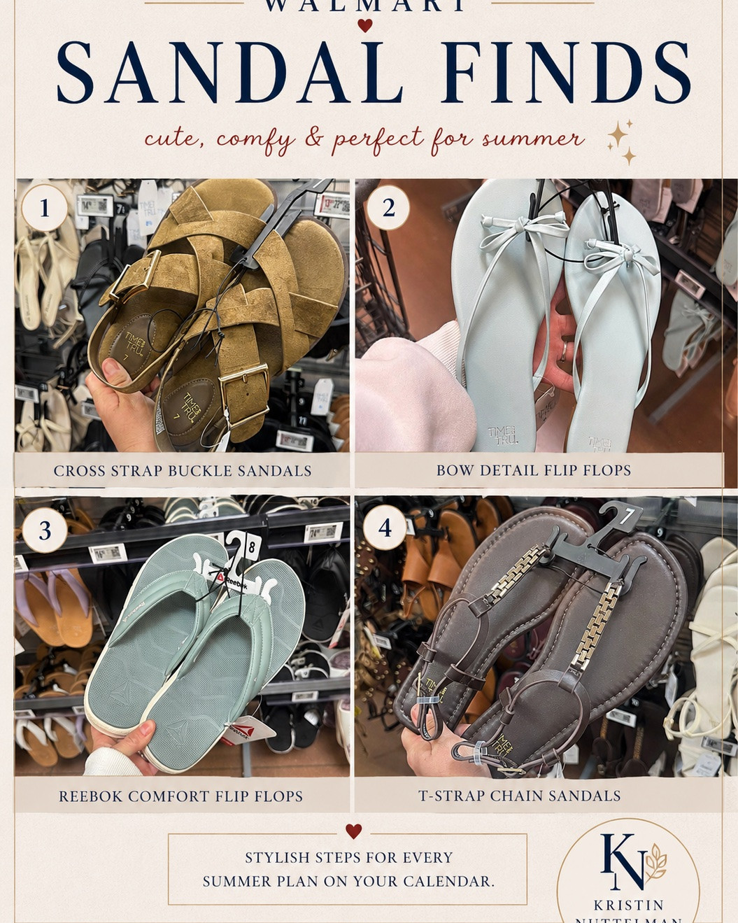 Summer sandals at Walmart are SO good right now 👏✨  

From comfy everyday flip flops to elevated neutral sandals you can throw on with literally everything… these are giving expensive look without the expensive price tag 🤍  

I rounded up my favorite finds that are cute, comfy, and perfect for everyday summer outfits, pool days, errands, vacations, and casual dinners. Which pair is your favorite? 👀  

Everything is linked on my LTK ♡  

#LTKFinds #LTKShoeCrush #LTKStyle #WalmartFashion #WalmartFinds #WalmartShoes #SummerSandals #SandalSeason #AffordableFashion #CasualStyle #EverydayStyle #NeutralStyle #SummerOutfits #MomStyle #CuteAndComfy #VacationStyle #FlipFlops #ComfortSandals #BudgetFriendlyFashion #StyleOnABudget #LTKUnder50 #SummerStyle #EasyStyle #WeekendStyle #NeutralAesthetic #TimeAndTru #ReebokStyle #FashionFinds #KristinNuttelman #LTKSummer

#LTKSeasonal #LTKU #LTKselfcare