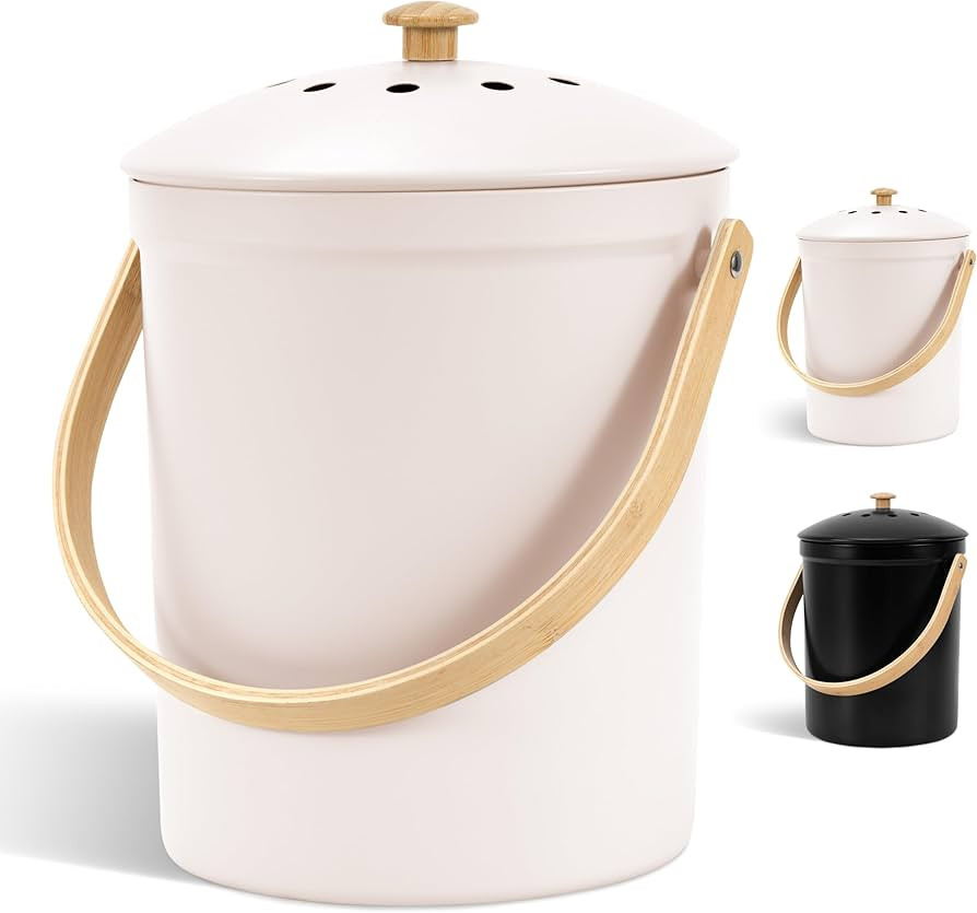 Beautiful Kitchen Compost Bin with Smell Proof Lid - Rust Proof and Odorless Compost Bucket for Y... | Amazon (US)