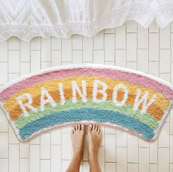 Tufted Rainbow Bath Mat 44x98cm, Plush Irregular Colourful Washable BathMat Bathroom Decor Mat,So... | Etsy (CAD)